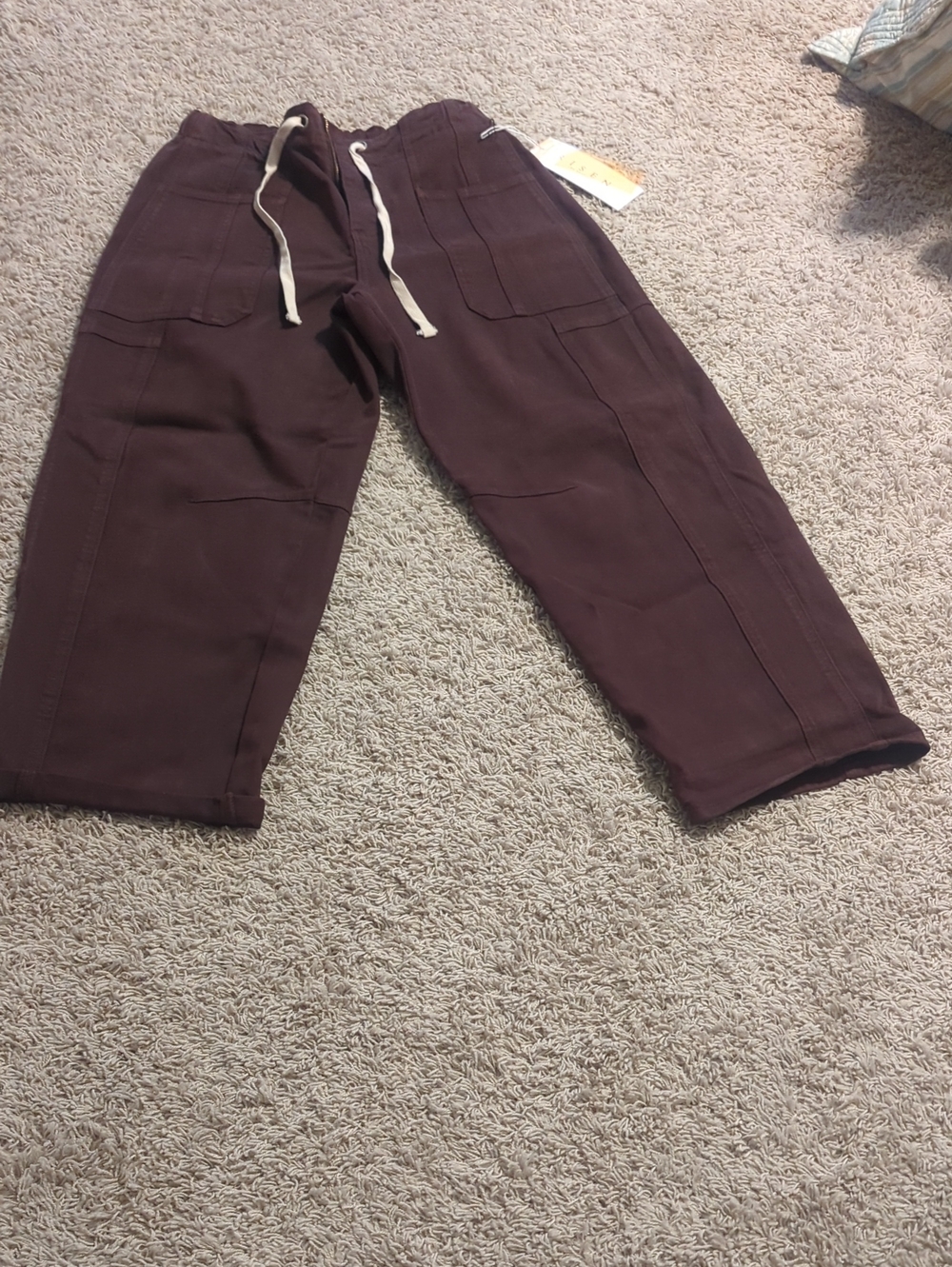 Women's Casual Drawstring Barrell Jeans Brown